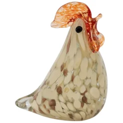 Fabrique de Styles Petits Objets Déco>Presse-papier coq en verre et rouge Beige