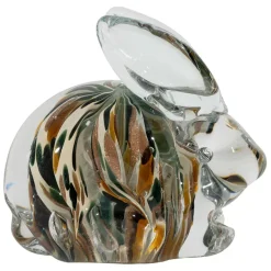 Fabrique de Styles Petits Objets Déco>Presse-papier lapin en verre et kaki Ambre