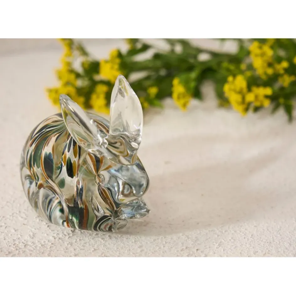 Fabrique de Styles Petits Objets Déco>Presse-papier lapin en verre et kaki Ambre