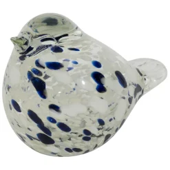 Fabrique de Styles Petits Objets Déco>Presse-papier moineau en verre blanc et bleu pailleté - Serin Blanc, Bleu