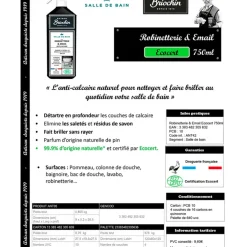 Fabrique de Styles Produits Ménagers>Produit d'entretien-robinetterie et faience 750ml eco cert Noir, Blanc