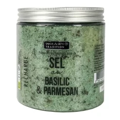 Fabrique de Styles Condiments Et Épices>Recharge de sel de mer parmesan et basilic 600gr Vert