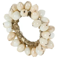 Fabrique de Styles Serviettes De Table>Rond de serviette en - Fleuri Blanc cassé