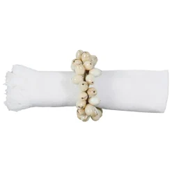 Fabrique de Styles Serviettes De Table>Rond de serviette en - Fleuri Blanc cassé