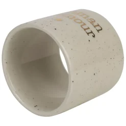 Fabrique de Styles Serviettes De Table>Rond de serviette maman en grès moucheté d3cm Blanc