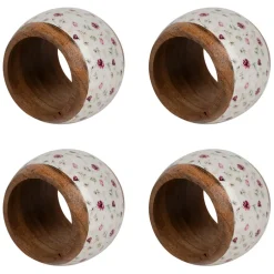 Fabrique de Styles Serviettes De Table>Rond de serviette (x4) en acacia et résine rose et blanc d3cm Multicolore
