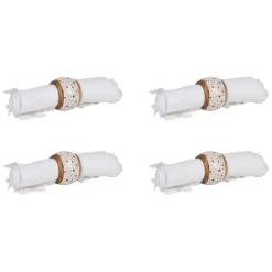 Fabrique de Styles Serviettes De Table>Rond de serviette (x4) en acacia et résine rose et blanc d3cm Multicolore