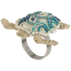 Fabrique de Styles Accessoires De Table>Rond serviette en fer et verre - tortue Naturel, Bleu