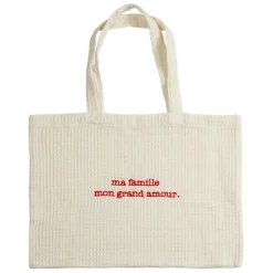 Fabrique de Styles Sacs Et Cabas>Sac grand amour en coton écru et rouge - Famille Ecru, Rouge