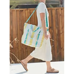 Fabrique de Styles Sacs Et Cabas>Sac isotherme en coton rayé jaune et blanc - Medi Jaune, Vert