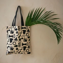 Fabrique de Styles Sacs Et Cabas>Sac tote bag en coton ecru et noir - Organic Ecru, Noir