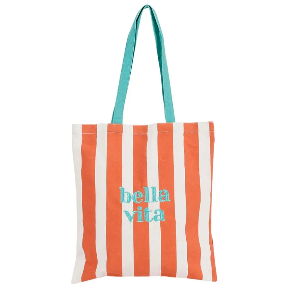 Fabrique de Styles Sacs Et Cabas>Sac tote bag en tissu corail et émeraude - Palma Corail, Emeraude