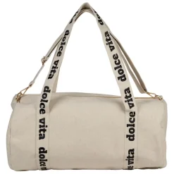 Fabrique de Styles Sacs Et Cabas>Sac week-end dolce vita en lin et coton écru et noir - Bowling Ecru, Noir