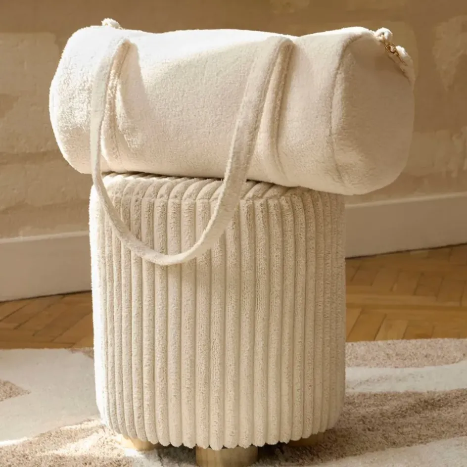 Fabrique de Styles Sacs Et Cabas>Sac weekend en tissu bouclette écru - Bowling Ecru