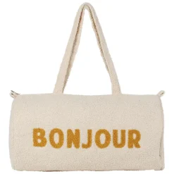 Fabrique de Styles Sacs Et Cabas>Sac weekend " Bonjour " en bouclette écru - Funky Ecru