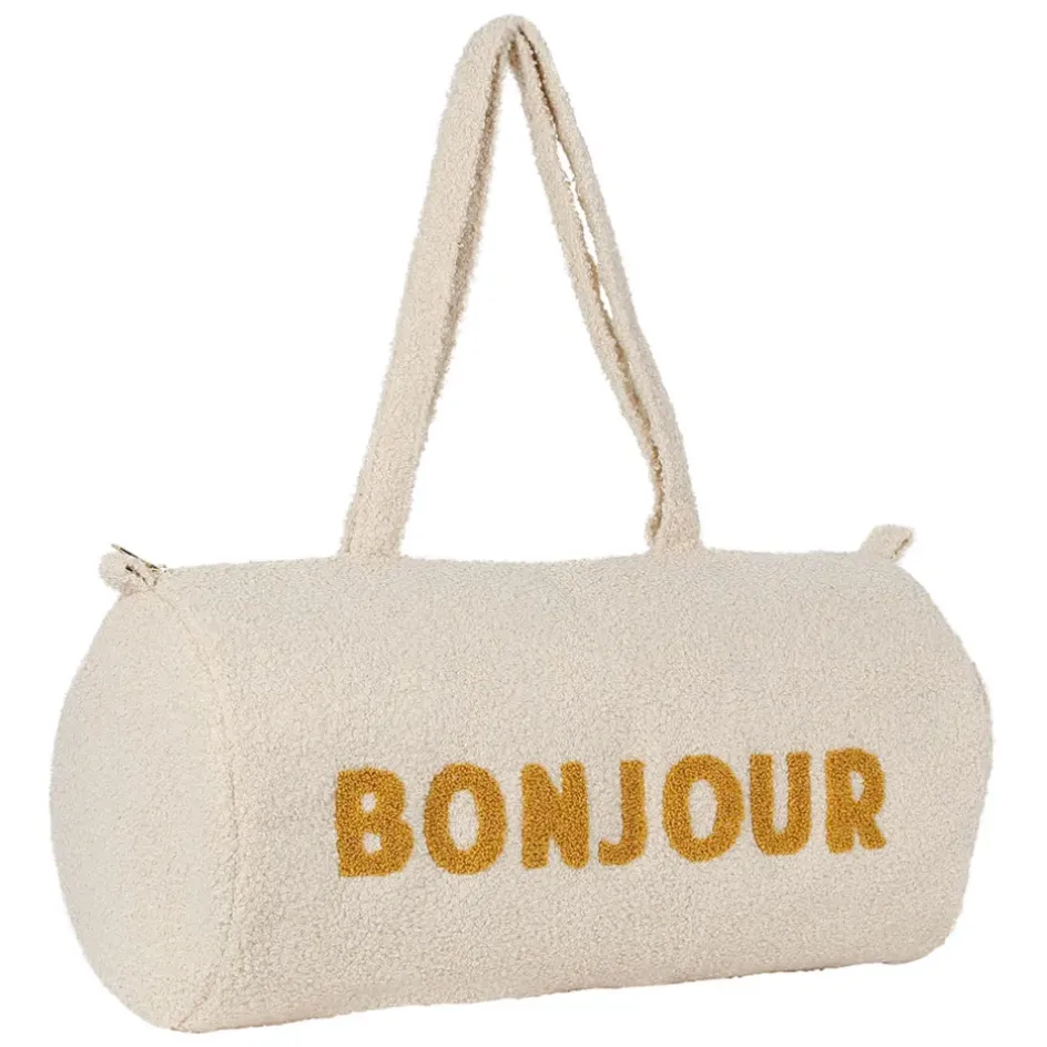 Fabrique de Styles Sacs Et Cabas>Sac weekend " Bonjour " en bouclette écru - Funky Ecru