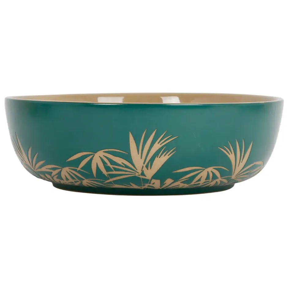 Fabrique de Styles Plats Et Saladiers>Saladier en grès feuilles émeraude d25cm - sweet leaves Emeraude