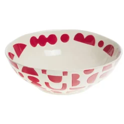 Fabrique de Styles Plats Et Saladiers>Saladier en grès et blanc d23cm - Ohana Rouge