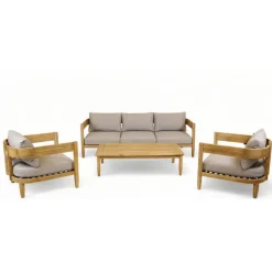 Fabrique de Styles Salons De Jardin|Jardin>Salon de jardin en acacia naturel et gris - Borneo Naturel , Gris