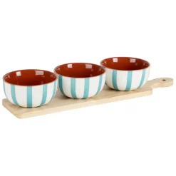 Fabrique de Styles Bols Et Coupelles>Service apéritif 3 bols en grès - Alaria Turquoise