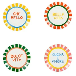 Fabrique de Styles Assiettes>Set de 4 assiettes à dessert en porcelaine d19cm - Dolce Vita Multicolore