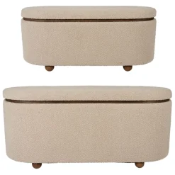 Fabrique de Styles Bancs Et Banquettes>Set de 2 bancs coffre en tissu et pin - Alpinia Beige