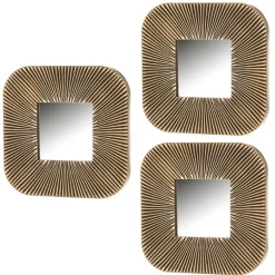 Fabrique de Styles Miroirs>Set de 3 miroir en polypropylene 25x25cm Doré