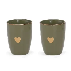 Fabrique de Styles Tasses Et Mugs>Set de 2 tasses en faïence 35cl - Matins Câlins Kaki
