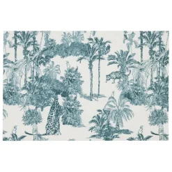 Fabrique de Styles Sets De Table>Set de table en vinyle écru et palmiers émeraude 45x30cm - Mocoa Emeraude