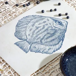 Fabrique de Styles Sets De Table>Set de table poisson 30x45cm - Turbot Bleu