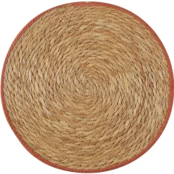 Fabrique de Styles Sets De Table>Set de table tressé en jonc de mer liseré terracotta d38cm Vert