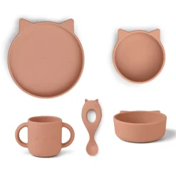 Fabrique de Styles Accessoires Repas>Set vaiselle enfant en silicone vivi chat fonce Rose
