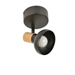 Fabrique de Styles Suspensions>Spot 1 lumière en métal et effet bois - Alvar Noir