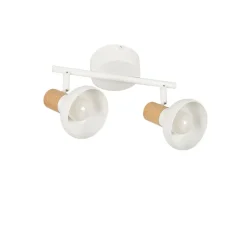 Fabrique de Styles Suspensions>Spot 2 lumières en métal effet bois - Alvar Blanc