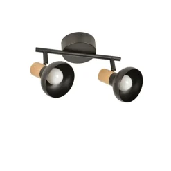 Fabrique de Styles Suspensions>Spot 2 lumières en métal effet bois L25.5cm - Alvar Noir
