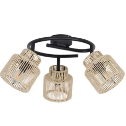 Fabrique de Styles Suspensions>Spot 3 lumières en métal et cordelette d47cm - Cancun Naturel