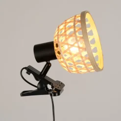 Fabrique de Styles Suspensions>Spot à pince en métal et bambou h15cm noir - kami Naturel