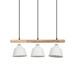 Fabrique de Styles Suspensions>Suspension 3 lampes en fer et manguier L66cm - Ferese Blanc