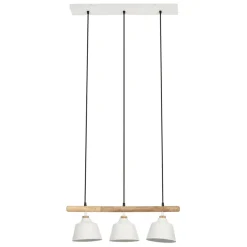 Fabrique de Styles Suspensions>Suspension 3 lampes en fer et manguier L66cm - Ferese Blanc