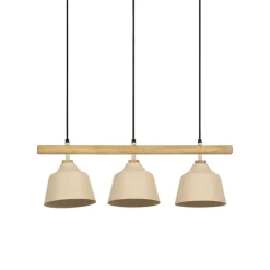 Fabrique de Styles Suspensions>Suspension 3 lampes en fer et manguier L66cm - Ferese Sable