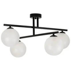 Fabrique de Styles Suspensions>Suspension 4 lumières en fer et verre h36cm - Ardecor Noir Mat