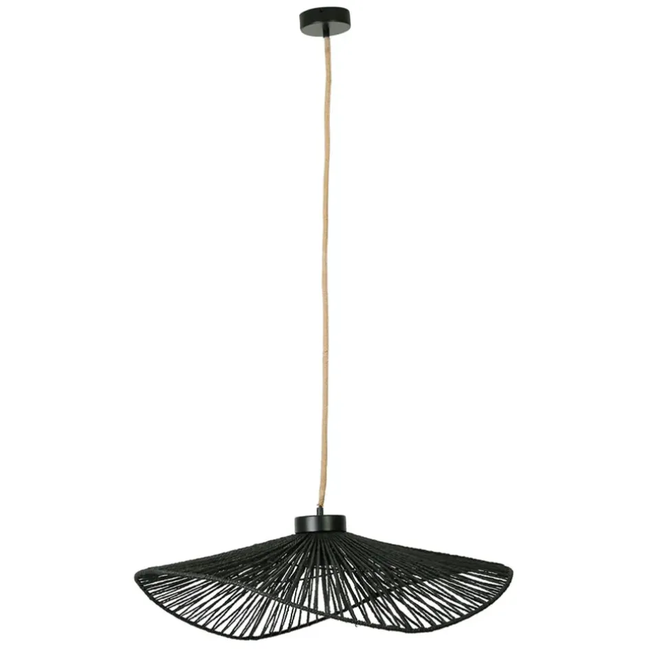 Fabrique de Styles Suspensions>Suspension en corde de papier et fer d71cm - Calyp Noir