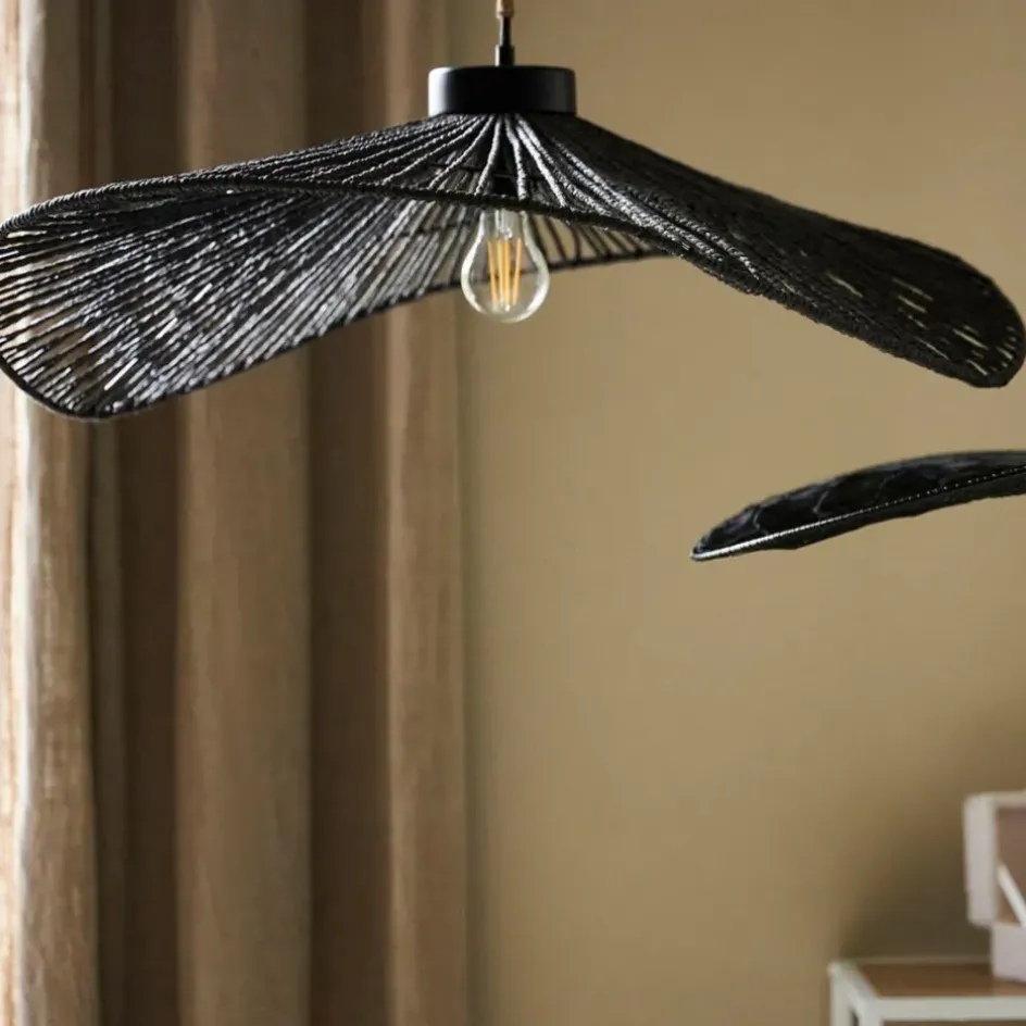 Fabrique de Styles Suspensions>Suspension en corde de papier et fer d71cm - Calyp Noir