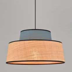 Fabrique de Styles Suspensions>Suspension en coton et raphia d38cm pétrole - Mallorca Petrole