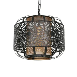 Fabrique de Styles Suspensions>Suspension en fer d30.5cm noir et doré - rosalie Noir, Doré