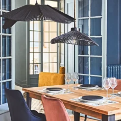 Fabrique de Styles Suspensions>Suspension en fer et coton d77cm - plaka Noir