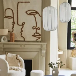 Fabrique de Styles Suspensions>Suspension en polyester et fer h34cm - Organic Blanc