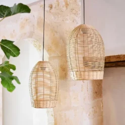 Fabrique de Styles Suspensions>Suspension en rotin et fer d34cm - Bohème Naturel