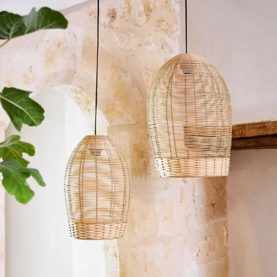 Fabrique de Styles Suspensions>Suspension en rotin et fer d34cm - Bohème Naturel