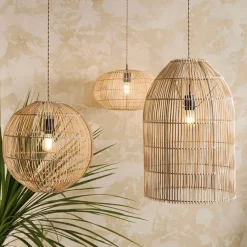 Fabrique de Styles Suspensions>Suspension non électrique en rotin et fer d40cm - Brasil Naturel